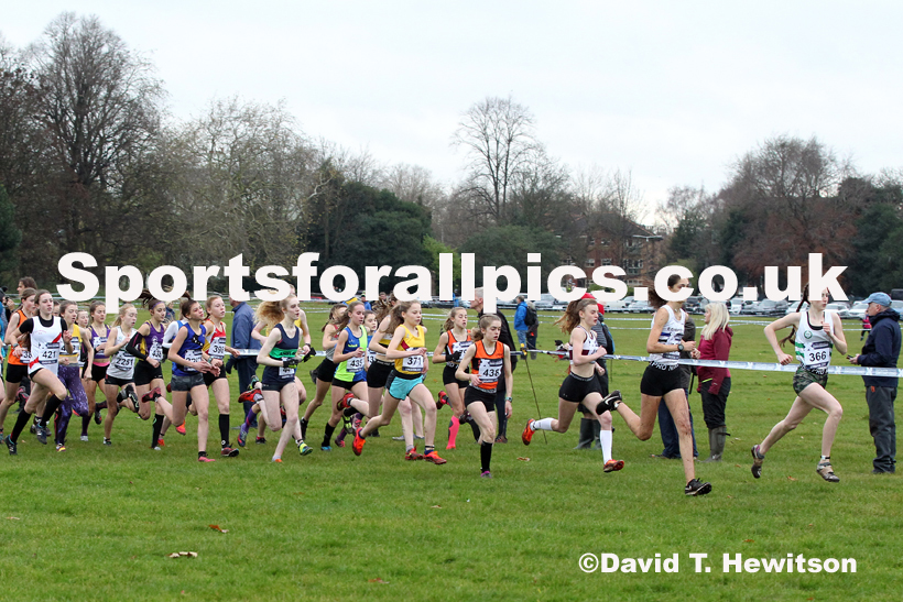 Girls under-15s, 2019 European Cross Country Trials and British Cross Challenge, Sefton Park, Liverpool.  Photo: David T. Hewitson/Sports for All Pics